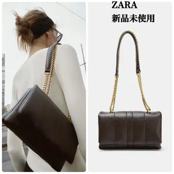 완판템 ZARA 퀼팅 미니 크로스백 택 포함 새상품 초콜릿 색상