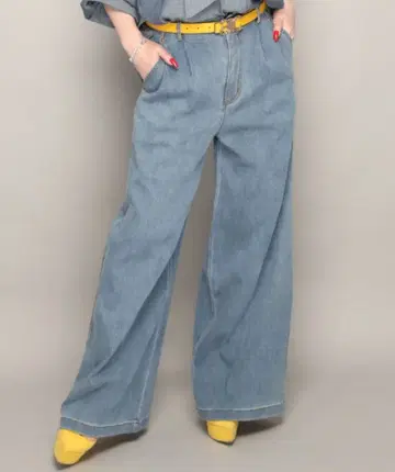 앙코키뉴 스트레치 라메 데님 턱 배기 팬츠