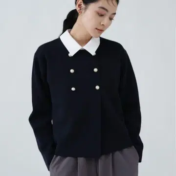 새상품 정전기 경감 테이프 사용 W 버튼 니트 가디건