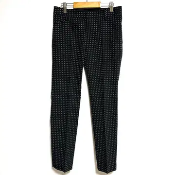 AMACA 블랙 화이트 도트 무늬 슬림핏 슬랙스 36