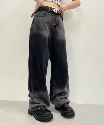 그라데이션 데님 블랙