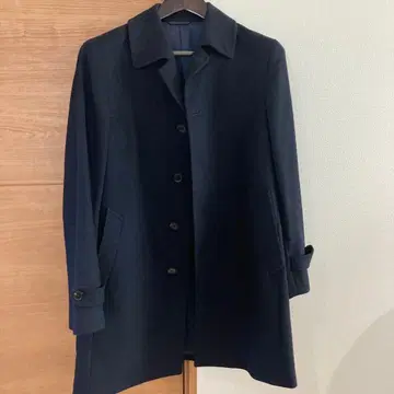 네이비 스텐카라 코트 울 혼방