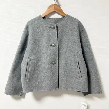 미사용 새상품 23구 울 리버 노카라 코트 그레이 2024AW