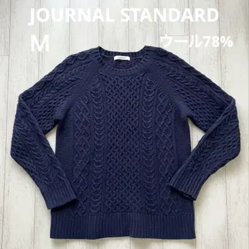 고품질 JOURNAL STANDARD 울 78% 네이비 케이블 니트