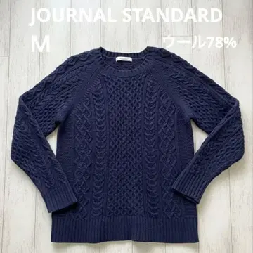 고품질 JOURNAL STANDARD 울 78% 네이비 케이블 니트