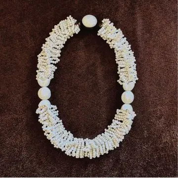 화이트 비즈 목걸이 초커 vintage
