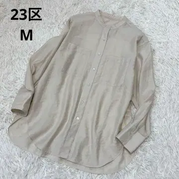 새상품급 최근 23구 블라우스 시스루 블라우스 긴팔 셔츠 38 M 베이지