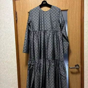 vin 롱 원피스 도트 차콜 그레이 9호 긴팔 야마다야