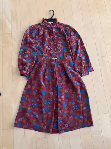 [ 쇼와 레트로 ] 빈티지 꽃무늬 프릴 옷깃 셋업