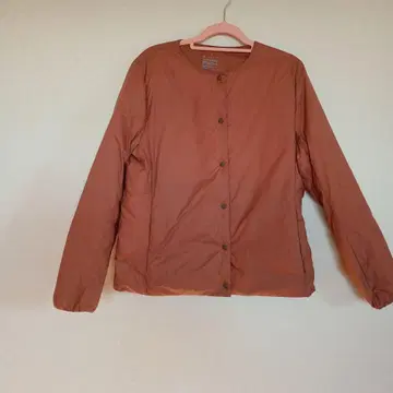 무인양품 경량 다운 포켓터블 노카라 자켓 오렌지 XL