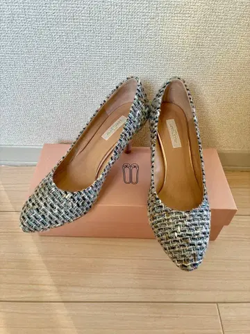 새상품급 질 스튜어트 슈 24cm 트위드 펌프스 블루 계열 하이힐