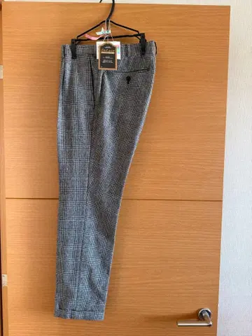 체크 무늬 슬랙스 그레이/다크 그레이 울