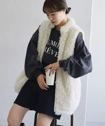 CIAOPANIC TYPY 화이트 베스트 복슬복슬 보아 퍼 베스트