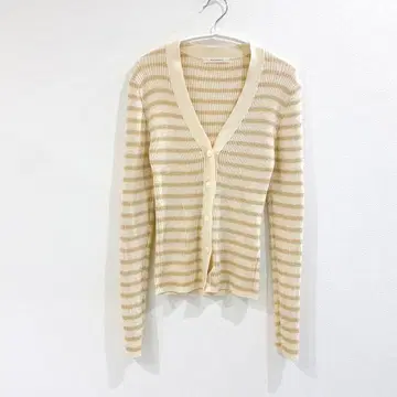 [컨디션 최상] 맥피 투모로우랜드 리브 니트 가디건 라메 보더