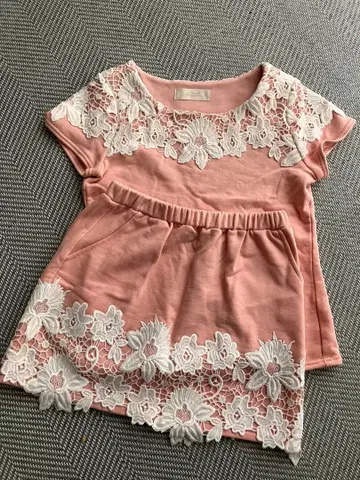 핑크 레이스 장식 셋업