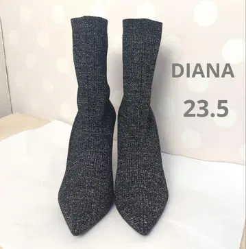 DIANA 다이애나 블랙 실버 라메 니트 부츠 하이힐