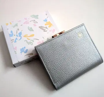 황궁 한정판 가마구치 지갑 천연 가죽 실버