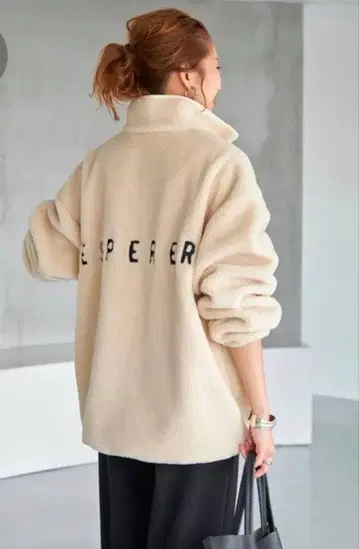 Spick&Span 백 로고 보아 블루종 아이보리