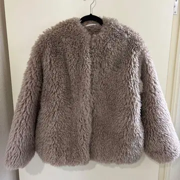 ELENCARE DUE 시프 퍼 노카라 코트 베이지 퍼