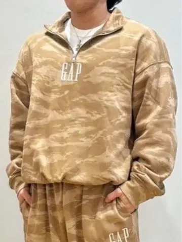 레어 GAP 카모 패턴 하프 지퍼 트레이닝복 팬츠 셋업 XL