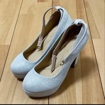 [새상품급] 브라이덜 신발 실버 하이힐 앵클 스트랩