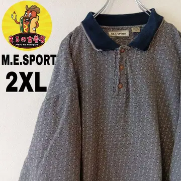 USA 구제 의류 M.E.SPORT 긴팔 피케 셔츠 2XL 그레이 브라운