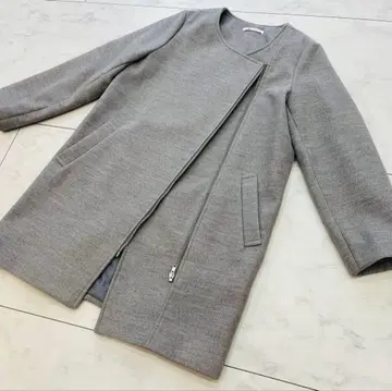 M.deux 에무두 그레이 지퍼 달린 롱 코트