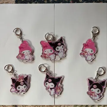 아크릴 키링 6개 세트 마이멜로디, 쿠로미 캐릭터