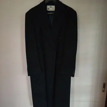 Aquascutum 캐시미어 블랙 더블 브레스트 체스터 코트