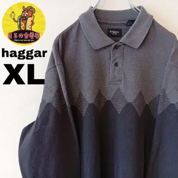 USA 구제 의류 haggar 긴팔 피케 셔츠 XL 그레이 블랙
