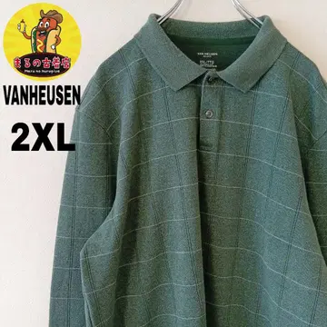 USA 구제 의류 VANHEUSEN 긴팔 피케 셔츠 2XL 그린