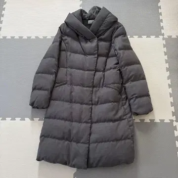 PLST 그레이 다운 자켓 후드 부착