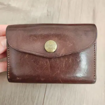 Standard and Stride 가죽 카드 코인 케이스 브라운