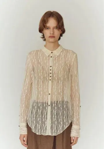 새상품 Eaphi TULLE LACE SHIRT 아이보리