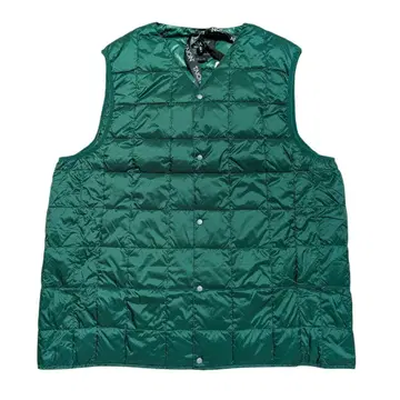 미사용 새상품 베이직 V넥 버튼 이너 다운 베스트 그린 3XL