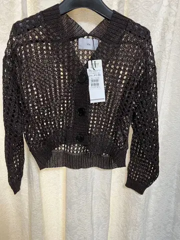 Vin 시스루 니트 가디건 M 다크 브라운 야마다야 새상품