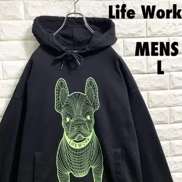 새상품급 Life Work 빅 라드독 프린트 풀오버 후드티 L 사이즈