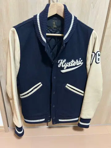 HYSTERIC GLAMOUR 바시티 자켓 네이비/베이지 S