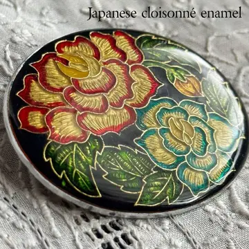 칠보 세공 동백꽃 브로치 빈티지 플라워 에나멜 일본풍 패턴