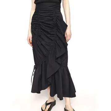SLY DRAWSTRING GATHER 스커트 롱 스커트 블랙