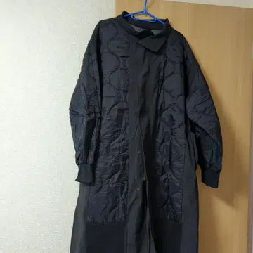 etsinta 블랙 퀼팅 롱 코트