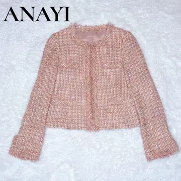 ANAYI 아나이 트위드 핑크 노카라 자켓 졸업식 입학식