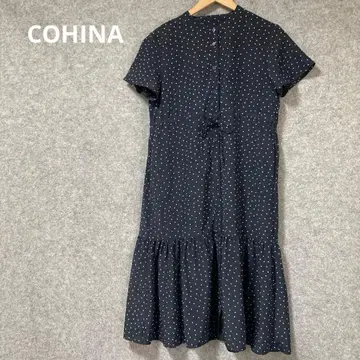 COHINA 네이비 도트 무늬 반팔 셔츠 원피스