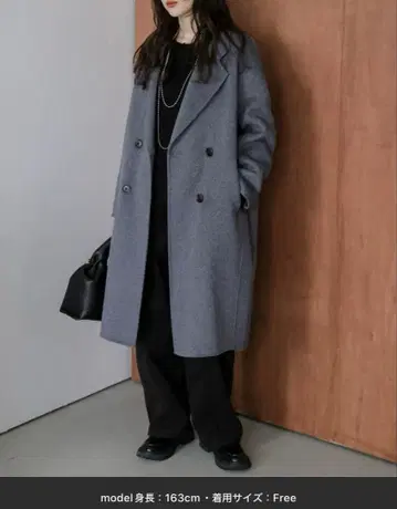 La-gemme 오버 사이즈 체스터 코트 그레이 F