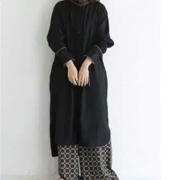 antiqua 트렌치풍 롱 셔츠 블랙