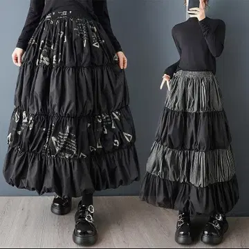 새상품 봄/가을/겨울 유럽풍 꽃무늬 패치워크 티어드 스커트