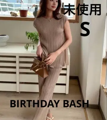 미사용 BIRTHDAY BASH 팬츠 셋업 골드 베이지 S