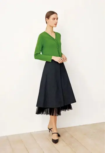 2023년 폭시 스커트 자르댕 데님 튤 이너 스커트