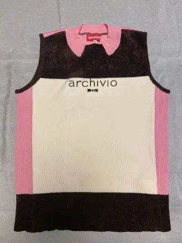 새상품급 archivio 배색 절개 니트 베스트 36 사이즈