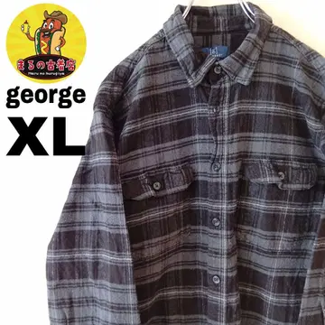 USA 구제 의류 george 플란넬 셔츠 XL 블랙 그레이